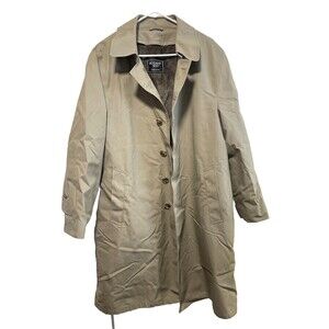 Botany 500 Trench Rain Coat Mens 42S Beige Zip Out Fur Lining Jacket Vintage USA